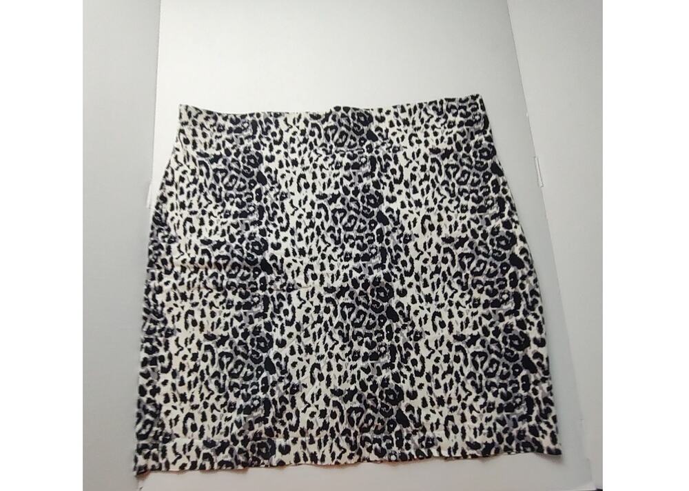 VTG Fashion Bug Animal Print Snow Leopard Elastic Waist Pencil Skirt Women 18